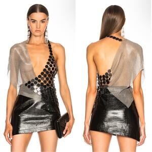 Fannie Schiavoni Scale and Mesh Chainmail Sheer Wrap Top Size Large